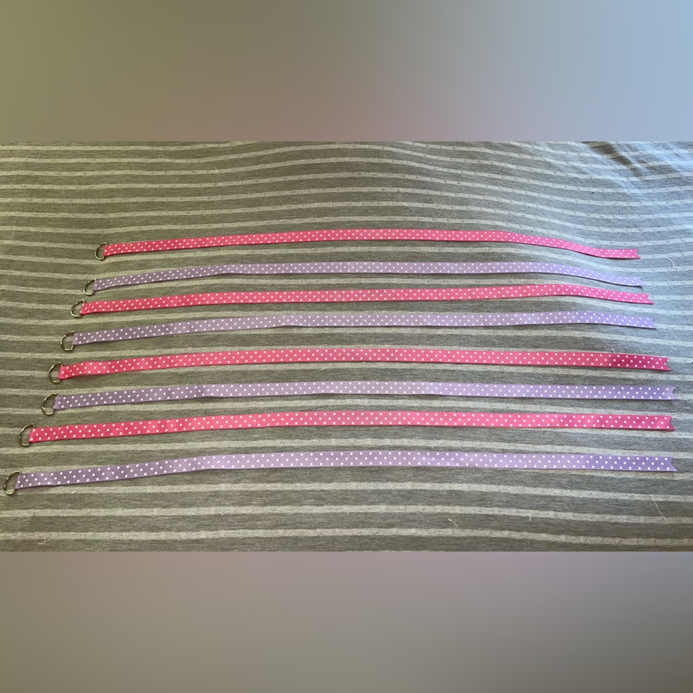 Pink and Purple hair bow hanger ribbons (set of 8)